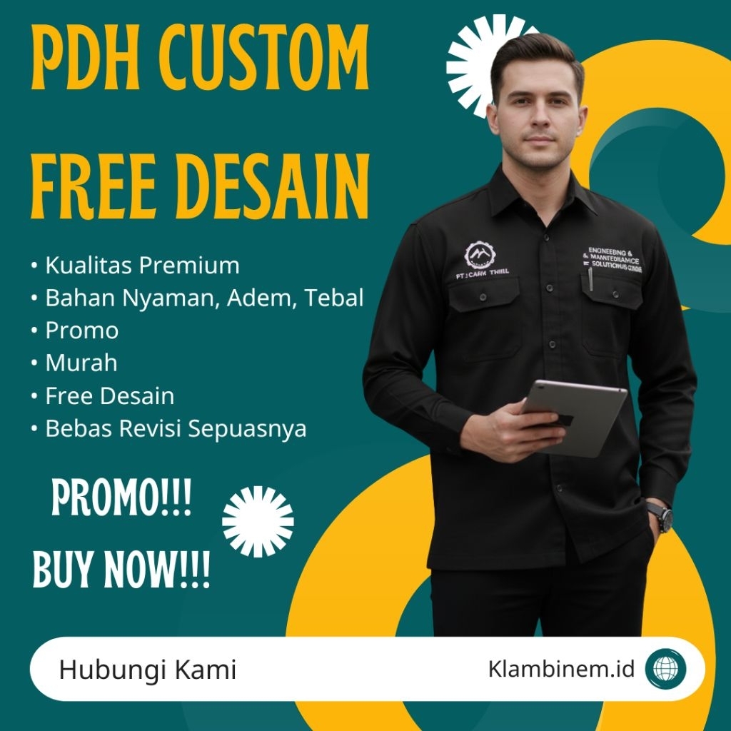 Promo PDH Custom Bahan American Drill, PDH Custom, PDH Murah, PDH Promo, PDH Free Desain, PDH Desain