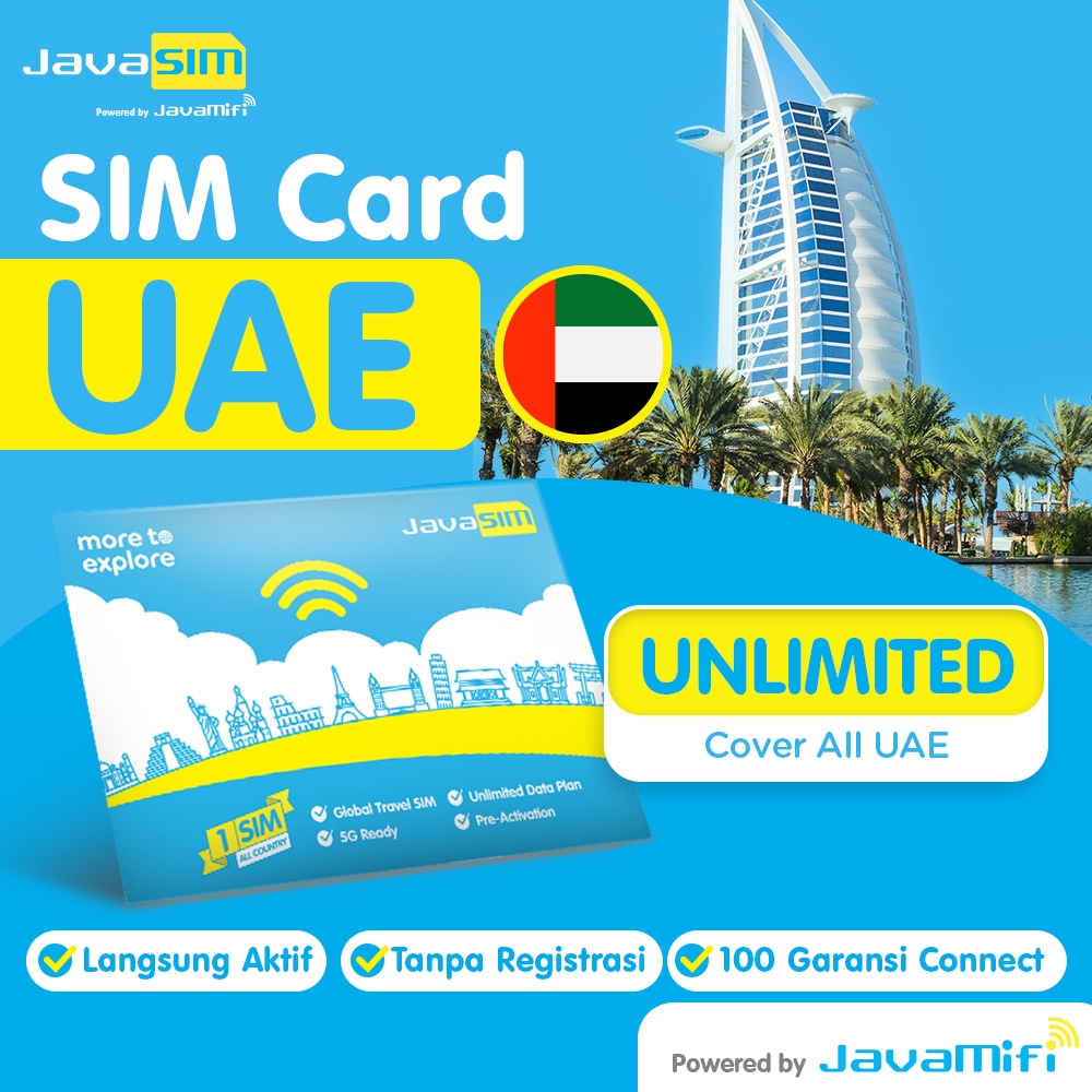 JavaMifi SIM Card UAE Unlimited Quota 15-30 HARI