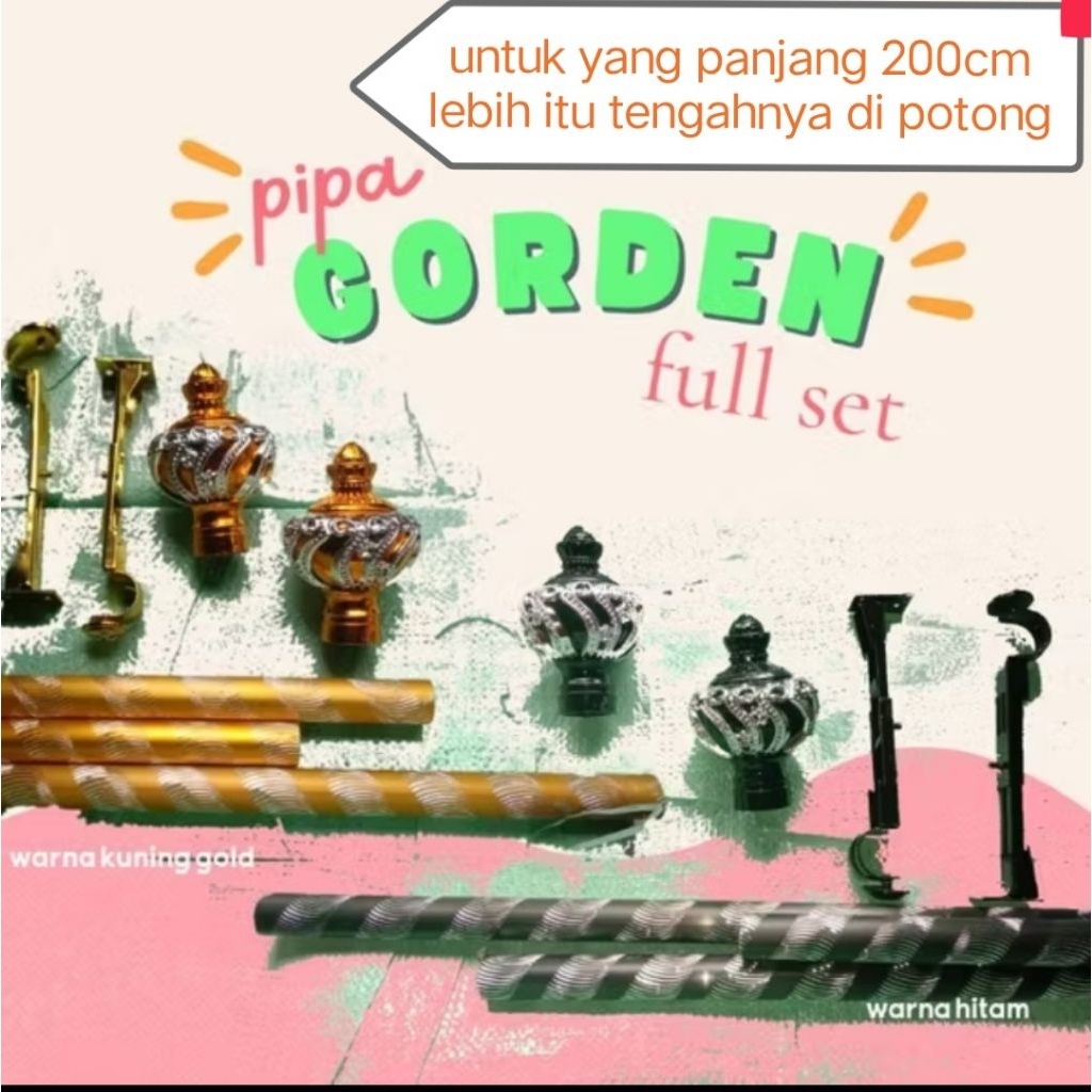 FULL SET TIANG GORDEN BESI GORDEN TONGKAT PIPA GORDEN GAGANG GORDEN BATANG