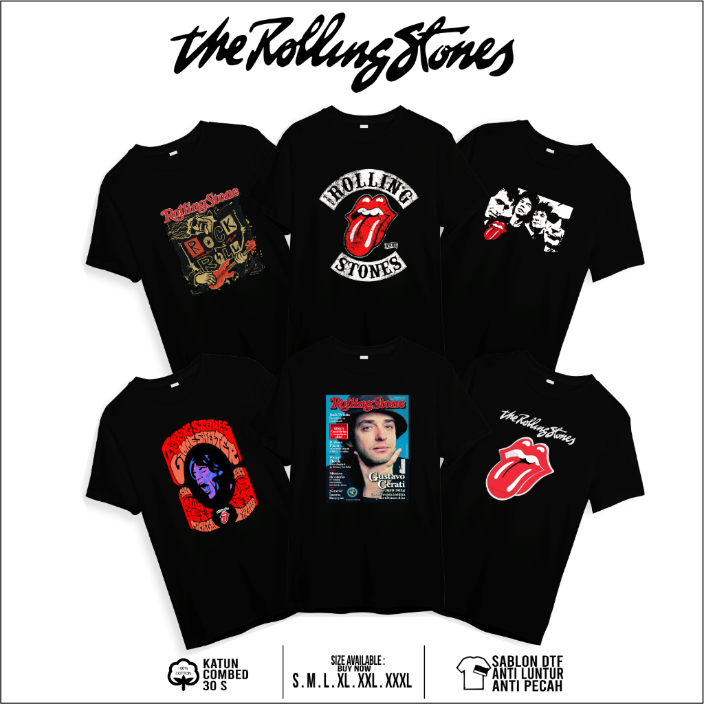 Kaos Musik Rock Band The Rolling Stones Baju Musik Cotton Combed 30 S - MACTIVE