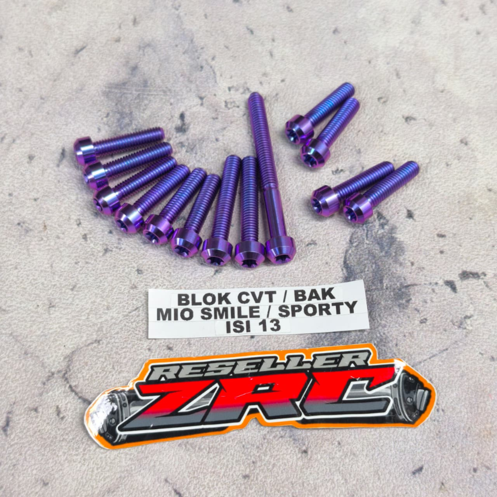 Baut titanium bak / blok cvt mio sporty/ mio smile isi 13 Baut blok cvt mio sporty