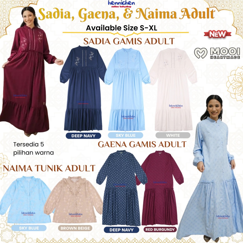 BAJU LEBARAN Mooi Mom Gamis Tunik Raya Top Wanita Lebaran Atasan Wanita Naima / Liyana / Gaena / Sad