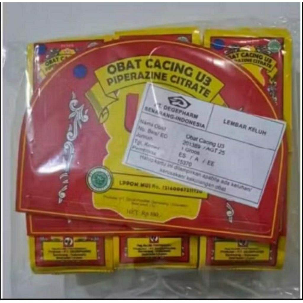 Puyer obat cacing U3 cap jago 1 gros / 12 lusin