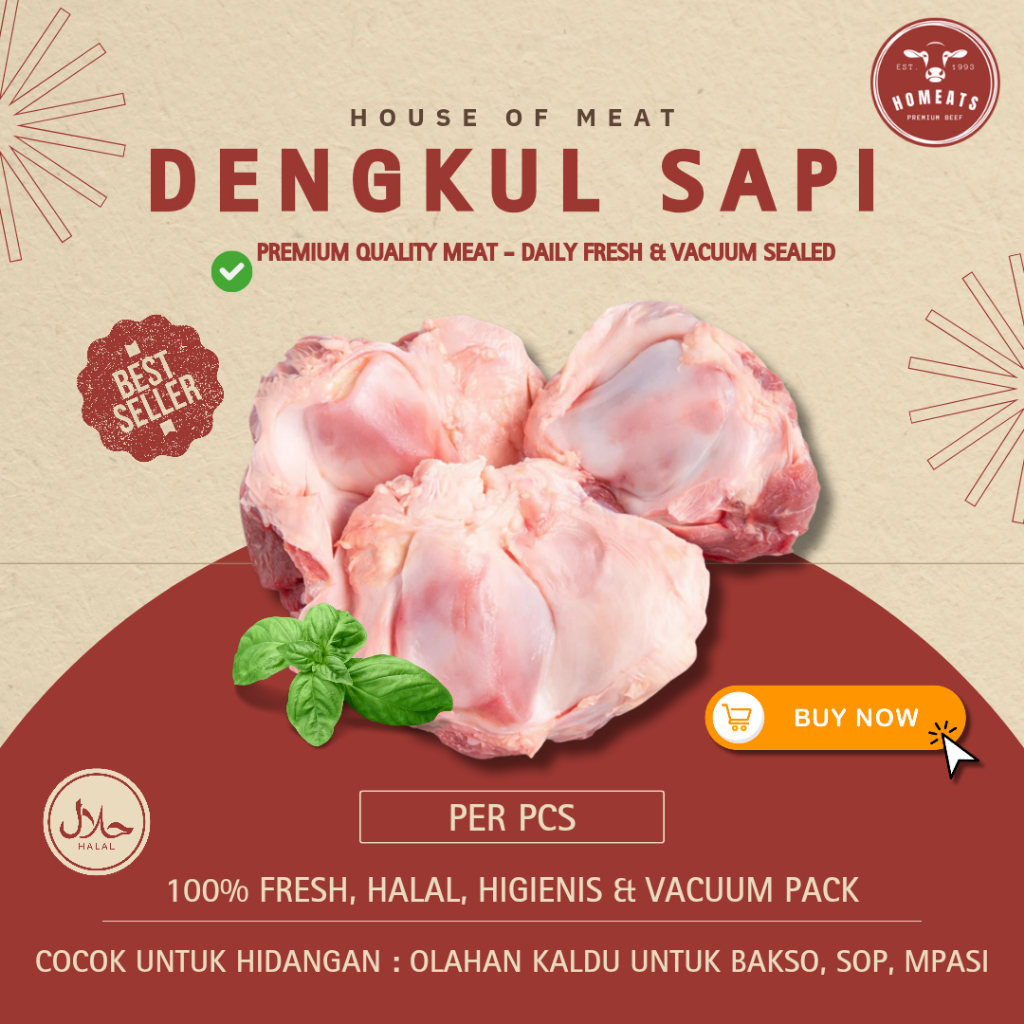 Dengkul Sapi Lokal Segar Premium | Halal, Higienis, Halal, Vacuumm Pack