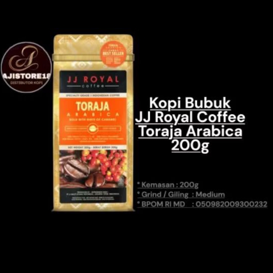 Coffee Ground JJ Royal Coffee Toraja Arabica 200g| JJ Royal Coffee bubuk Toraja Arabica
