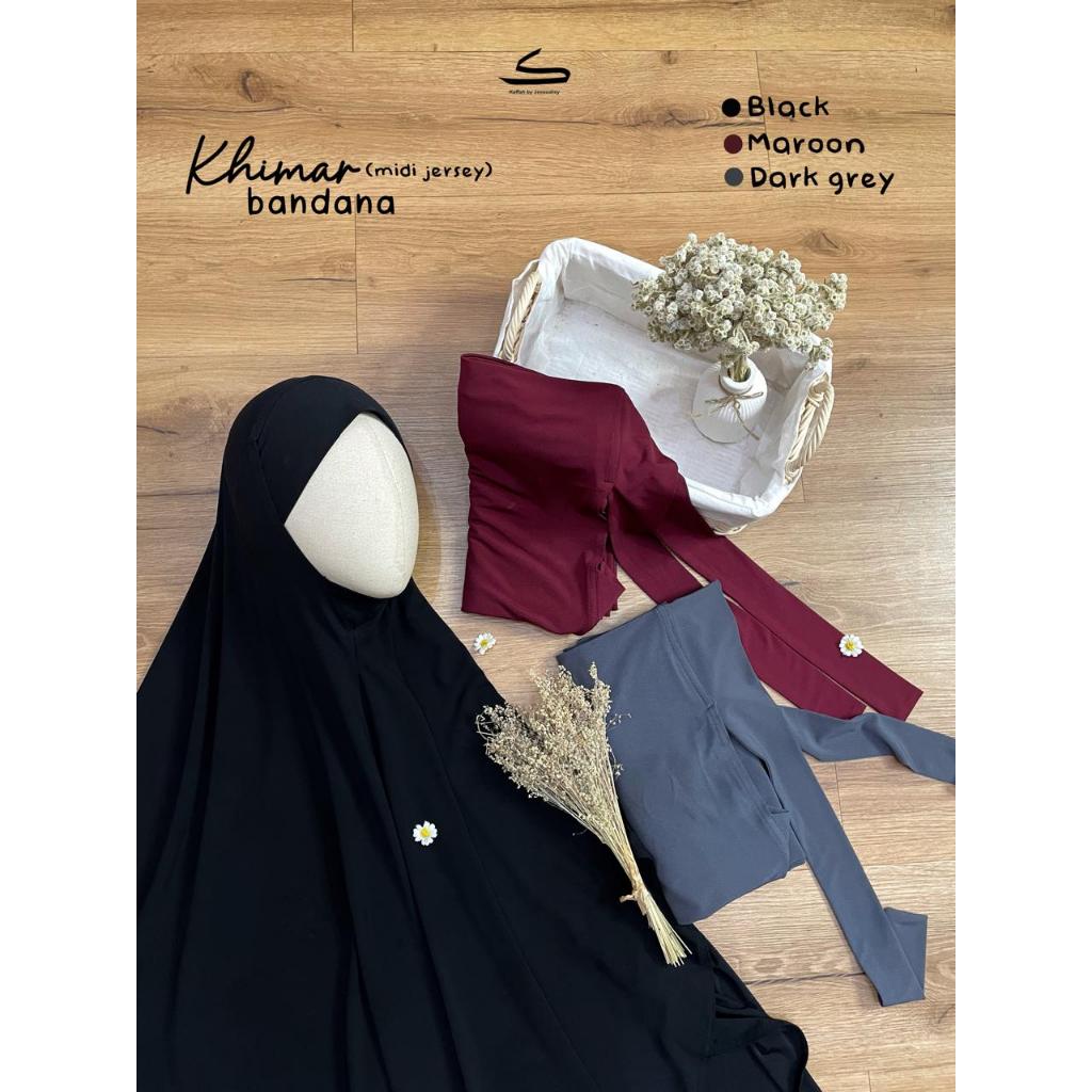 KHIMAR BANDANA & BERGO BAHAN JERSEY KAFFAH BY ZEEAUDREY