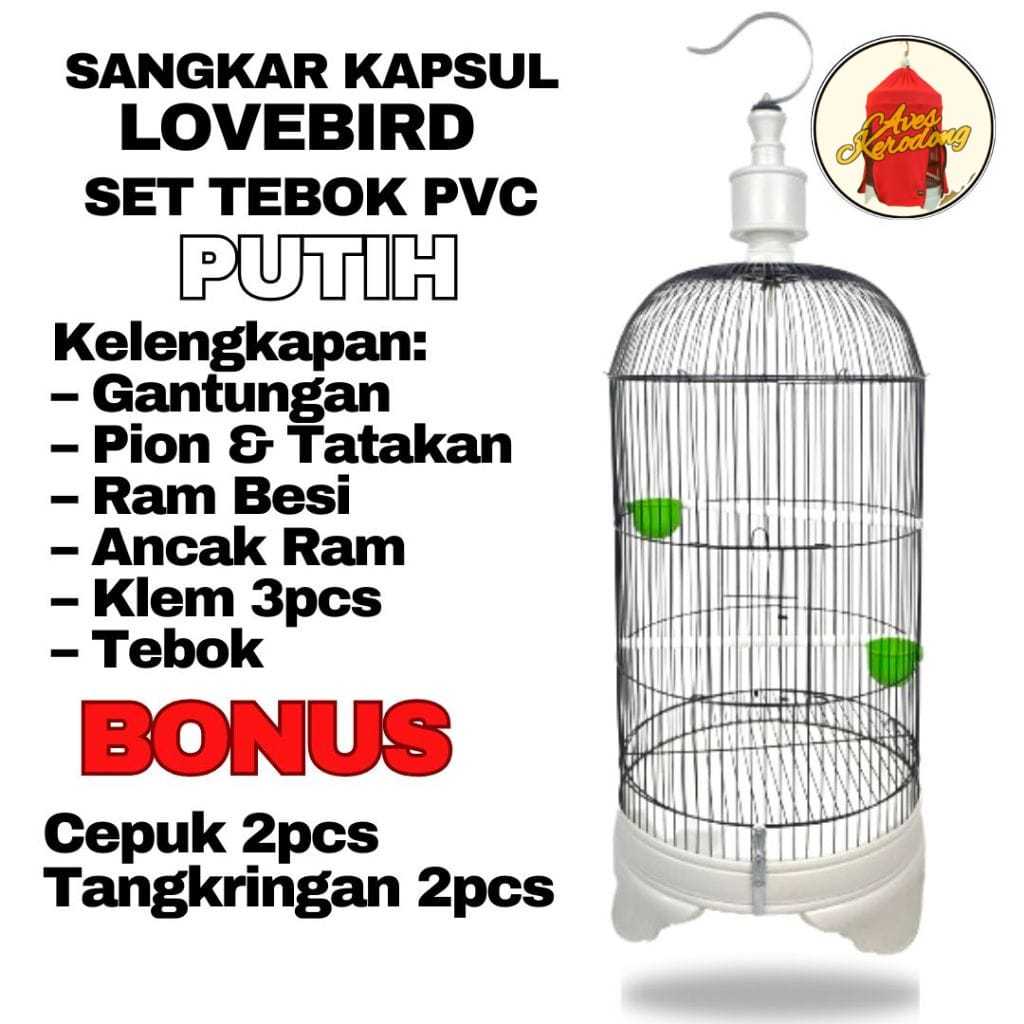 SET SANGKAR LOVEBIRD PVC OVAL / KAPSUL BESI IMPORT KANDANG LOVEBIRD SANGKAR BURUNG LOVE BIRD PARKIT 
