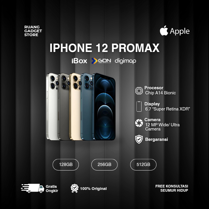IPHONE 12 PRO MAX SECOND BEA CUKAI 128GB 256GB 512GB Midnight Blue, Space Gray, Silver, Gold