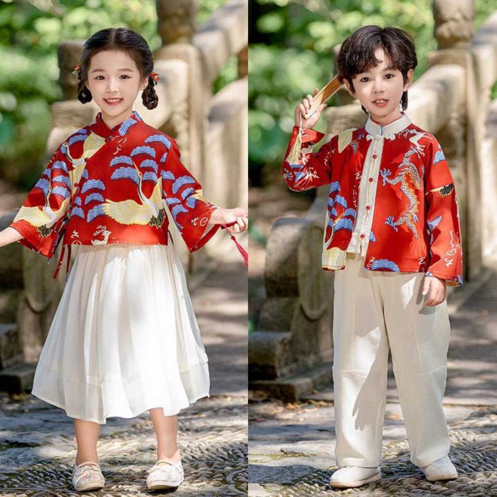 Fairyland | 8506 Qipao Cheongsam Couple SETELAN anak laki Dress Anak Perempuan Imlek Chinese New Yea