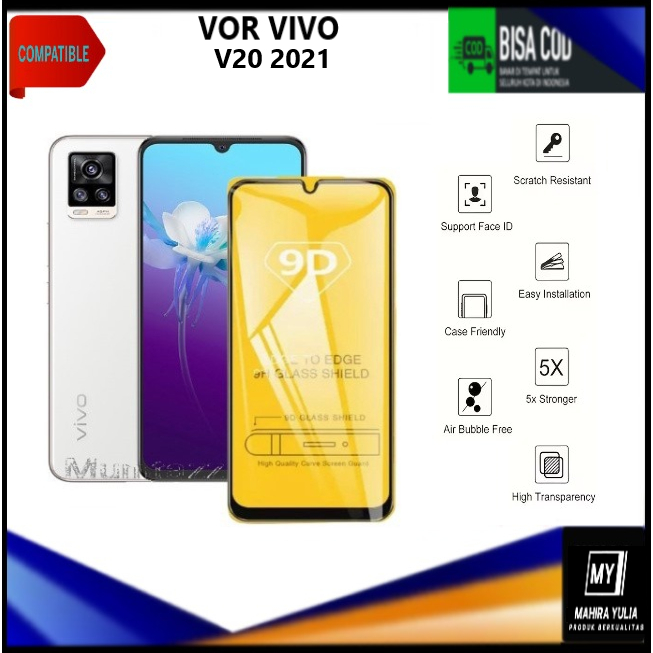 Promo Tempered Glass Warna Hp Vivo V20 2021 Anti Gores Kaca Full Layar Full Glue Skin Protector Peli