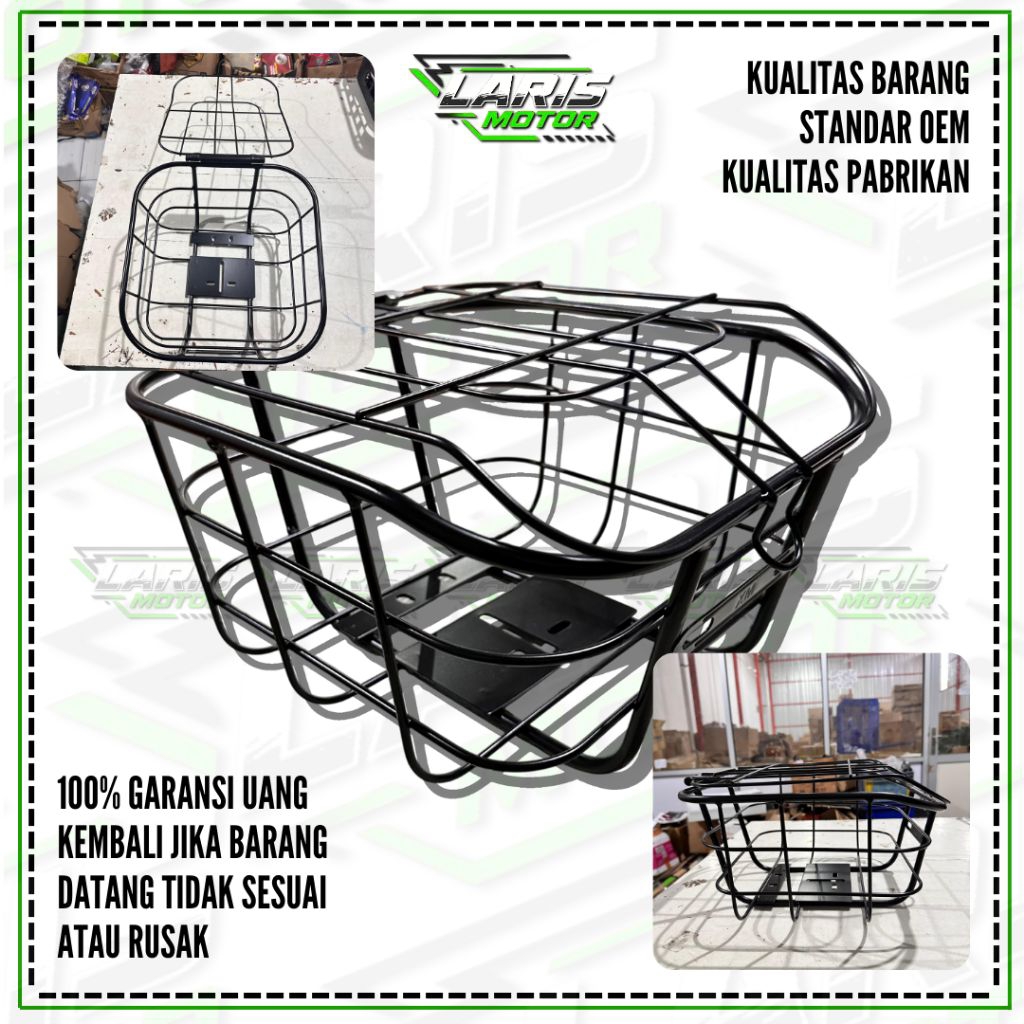 Keranjang Besi Sepeda Listrik Universal Set Tutup Depan Kuat Tebal Anti Goyang Co