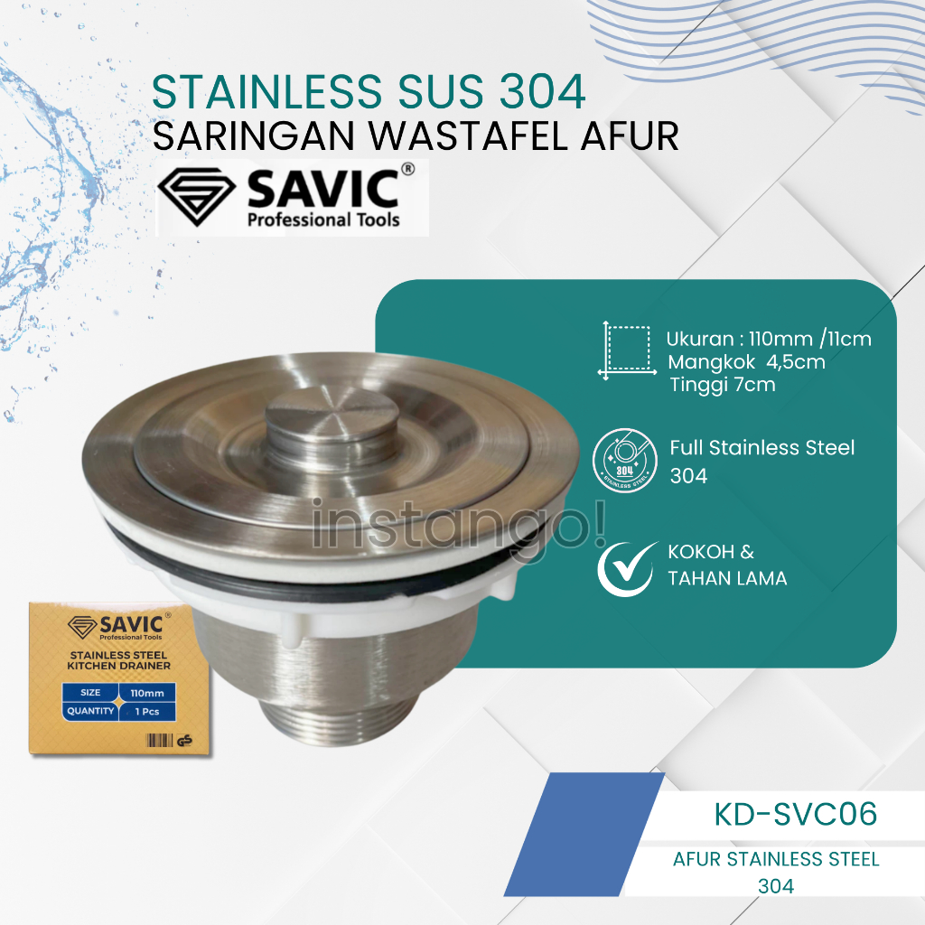 Savic Saringan Wastafel Afur Sink Stainless Steel Anti Karat Afur Bak Cuci Piring SUS304