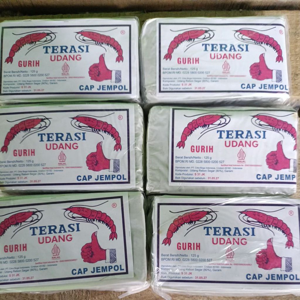 Terasi Udang Cap Jempol - 125gr, Aroma Khas Cirebon, Rasa Tradisional, 100% Asli