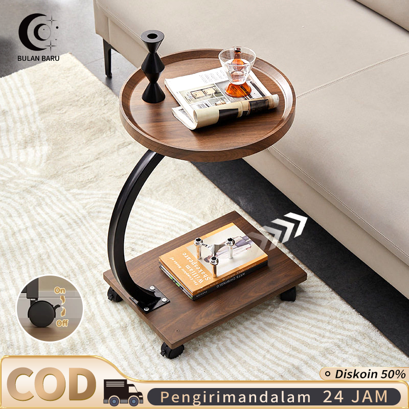 COD Meja Sudut Sofa Dengan Roda Meja Kecil Meja Sudut Sofa Portable Meja Kopi Seluler Coffee Table M