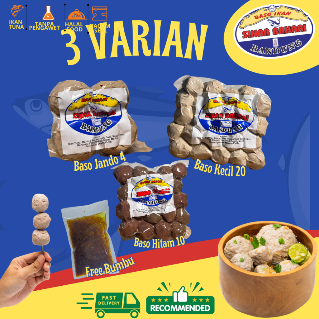 BASO IKAN 3 PACK jumbo+kecil+hitam BASO IKAN SINAR BAHARI