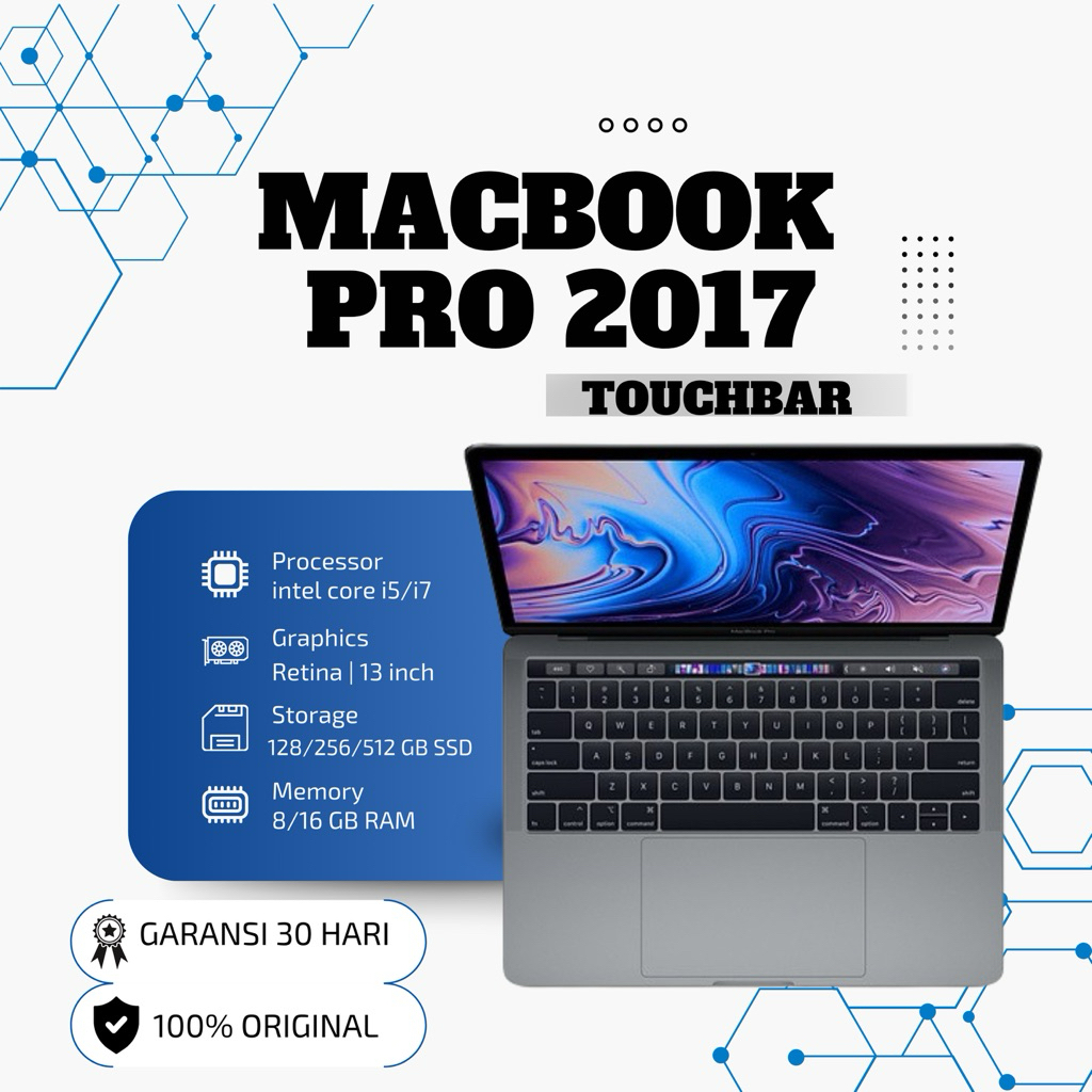 MACBOOK PRO 2017 TOUCHBAR 13" RAM 8/16GB SSD 256/512GB SECOND ORIGINAL