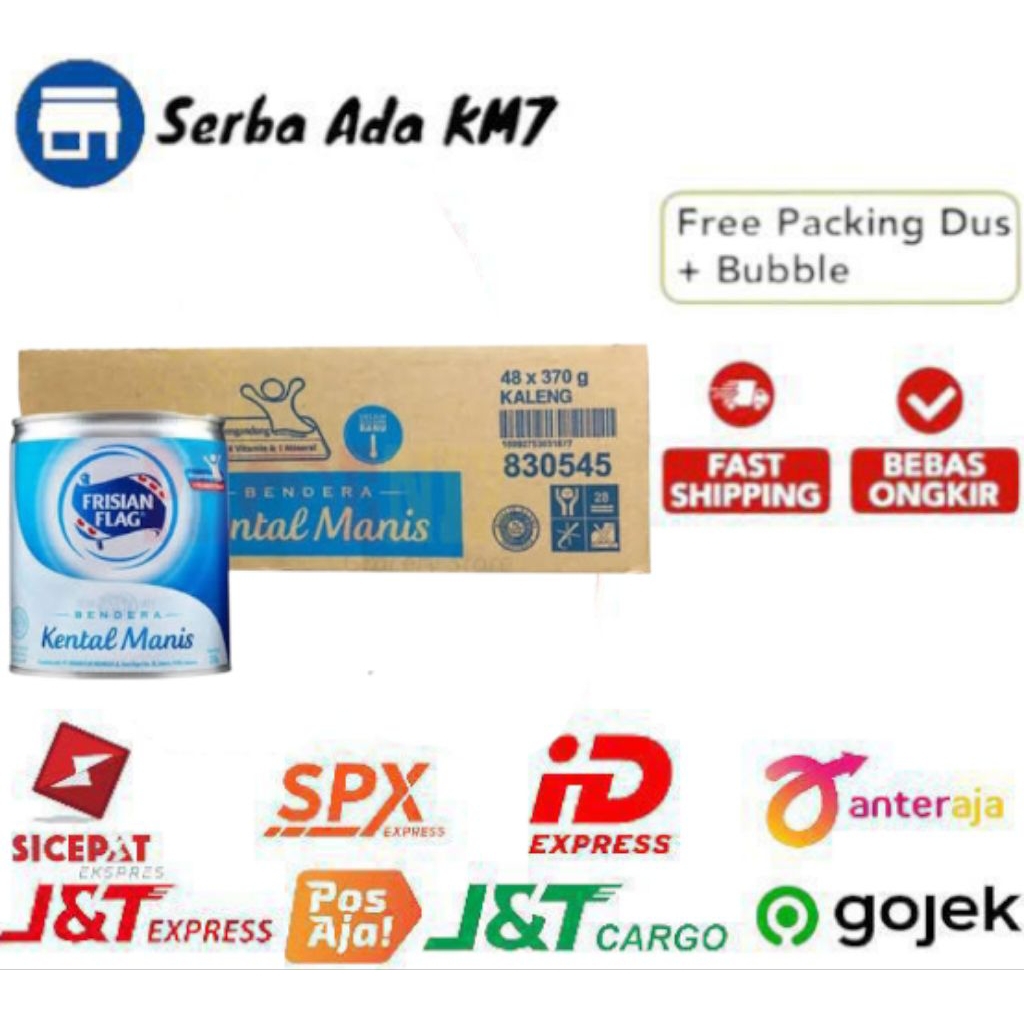 SUSU BENDERA/FRISIAN FLAG RASA KENTAL MANIS 370 GRAM 1 DUS ISI 47 KALENG
