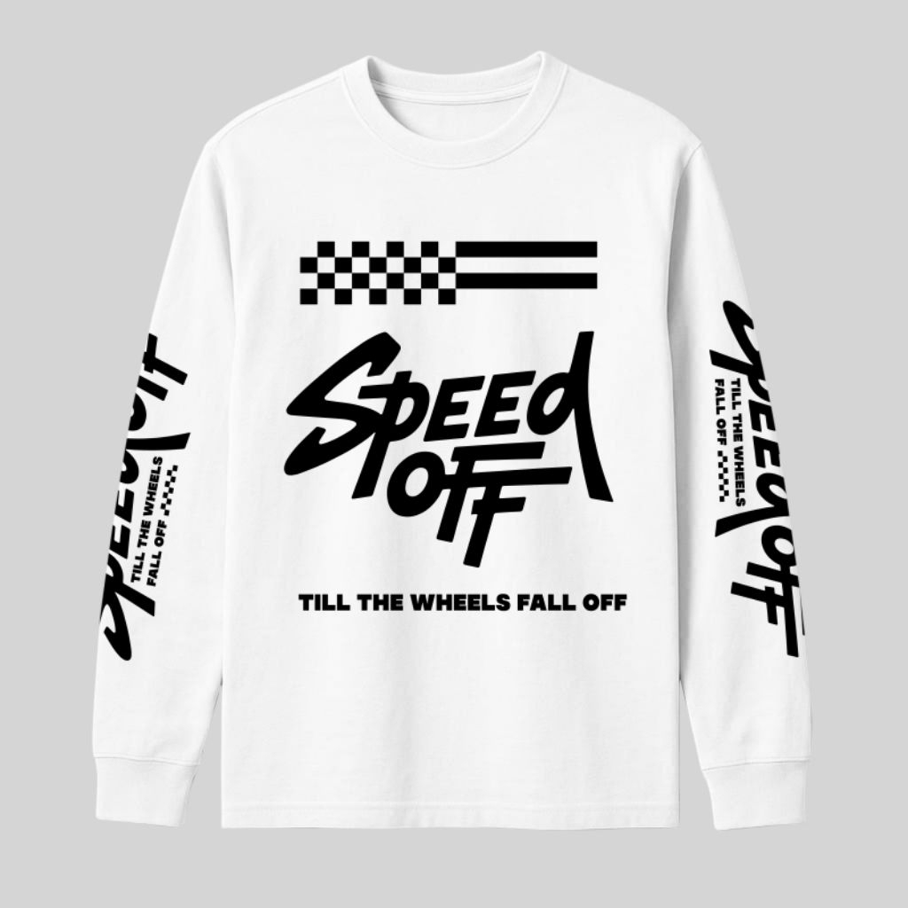 SPEED OFF TSHIRT KAOS LONG SLEEVE RACING WHEELS VARIAN WHITE LENGAN PANJANG SERIES