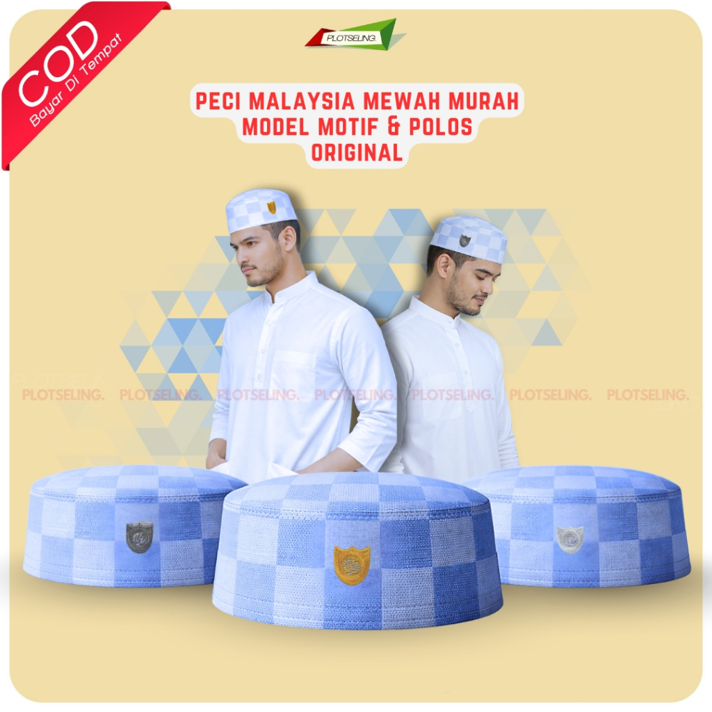 Peci MALAYSIA Motif Catur A5 Kopiah Haji Pria Malaisia Putih Hitam Dewasa Anak Laki Laki Kopyah Ori 