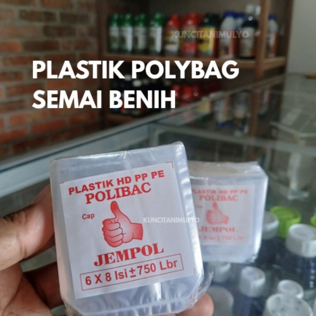 Plastik PolyBag Semai Benih CAP JEMPOL Ukuran 6x8 cm (isi -+750 lembar)