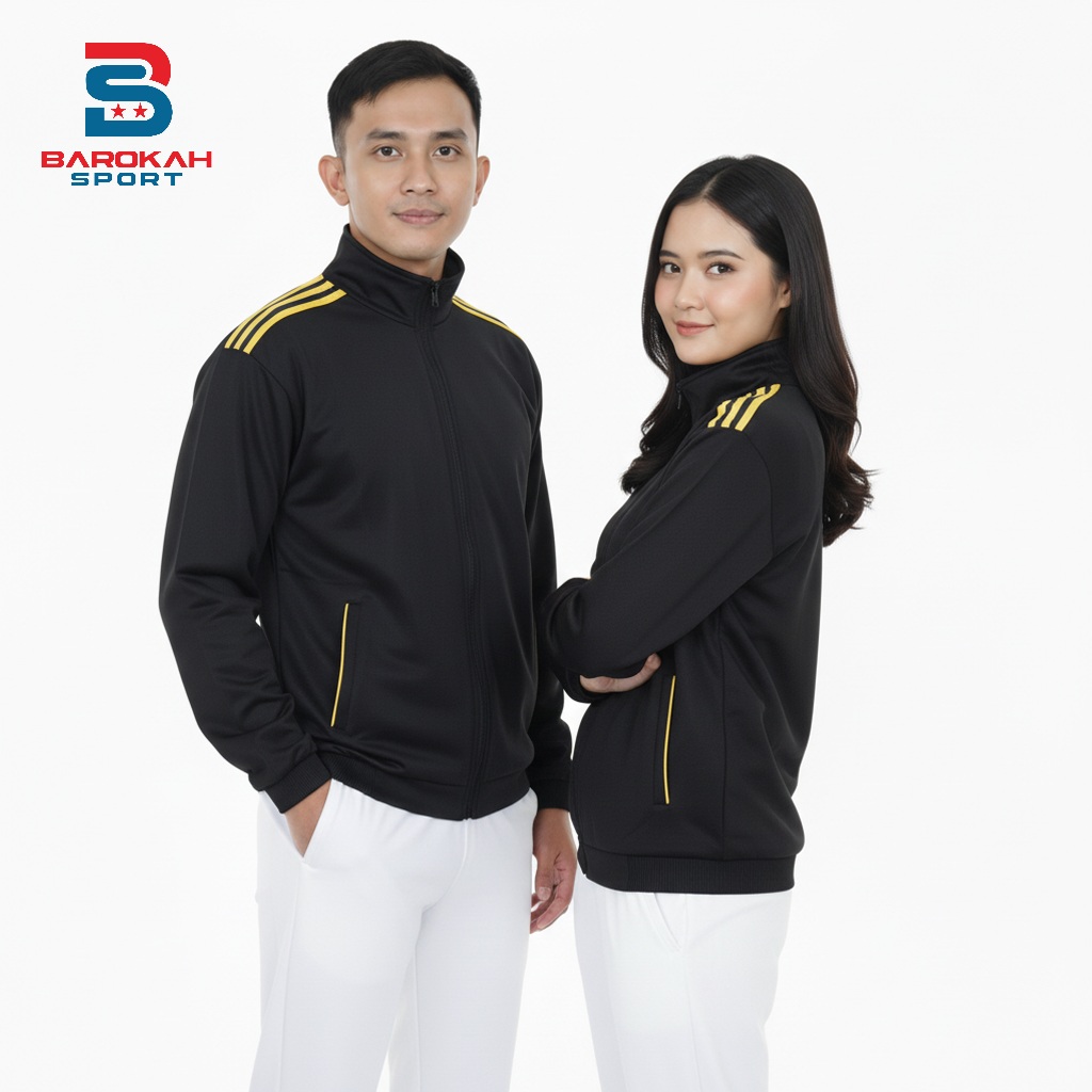 HM Barokah - Jaket Olahraga Pria Wanita Bahan Premium Jaket Training Sport Lari Gym Running Tracktop