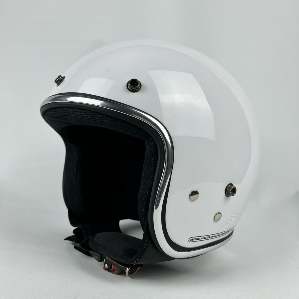 Helm Bogo Dewasa SNI Retro Tanpa Kaca List Chrome Full Leher Pria Wanita Hijab