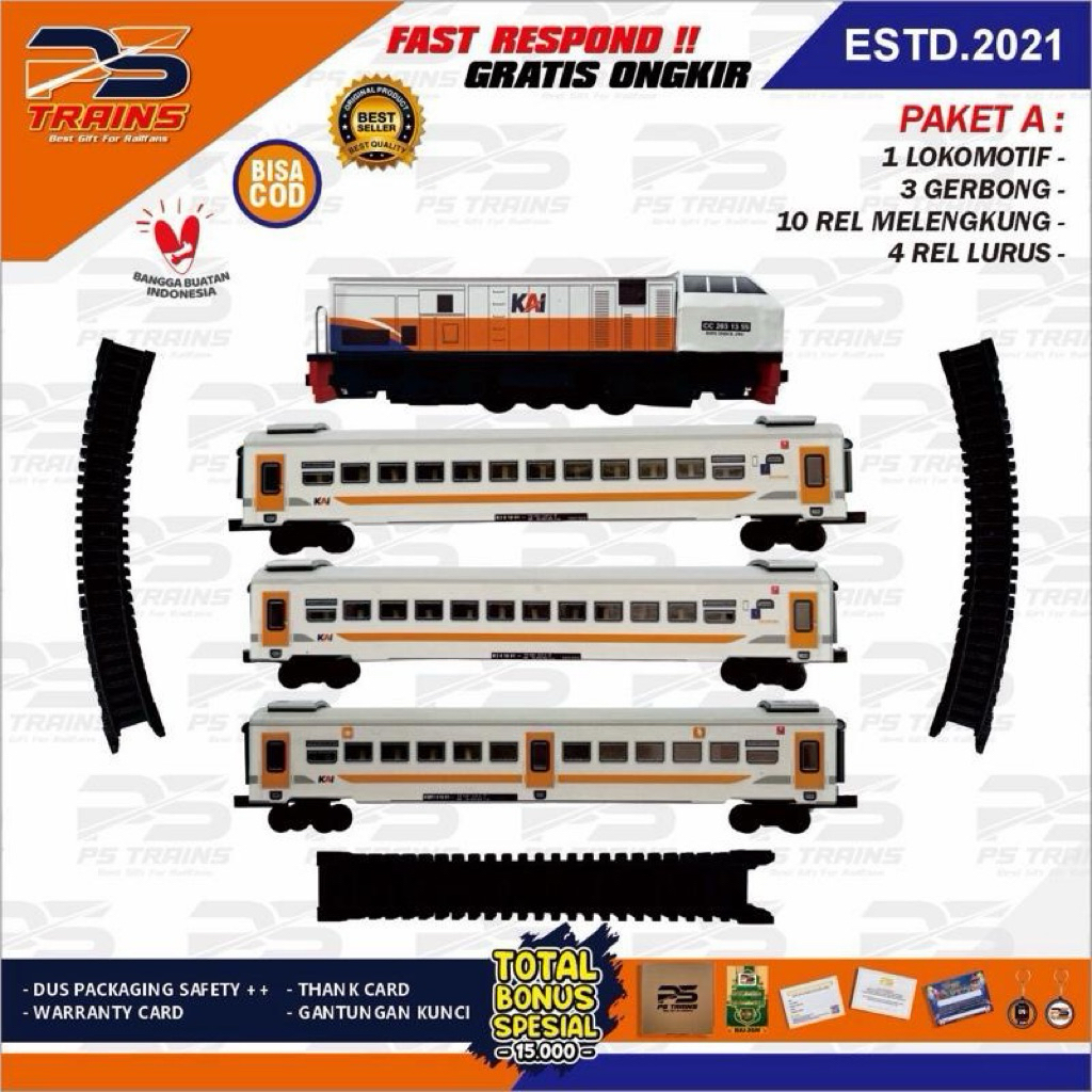 [ MESIN EKSKLUSIF ] Mainan Kereta Api Replika CC203 Rangkaian Kereta Ekonomi New Image 1 Handmade By