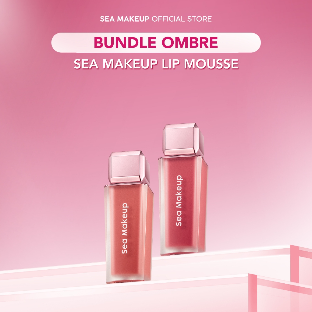 Sea Makeup 2in1 Bundle Ombre Anti Dry Lip Mousse 24 Jam Hydrasi untuk Bibir Tidak Kering dengan 5 Sh