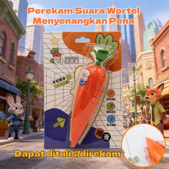Perekam Suara Wortel Menyenangkan Pena/Mainan Perekam Suara Bentuk Wortel Lucu/Alat Tulis Siswa Pulp