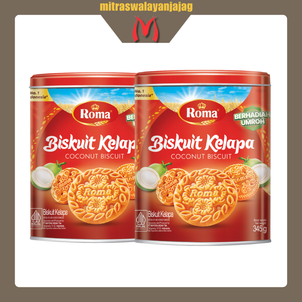 [Satuan & DUS] Roma Biskuit Kelapa 345gr kaleng (kue lebaran kaleng)
