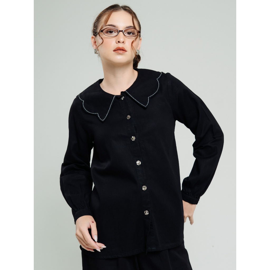 EXIT Qeisya Blouse |Kemeja Wanita - Atasan Lengan Panjang