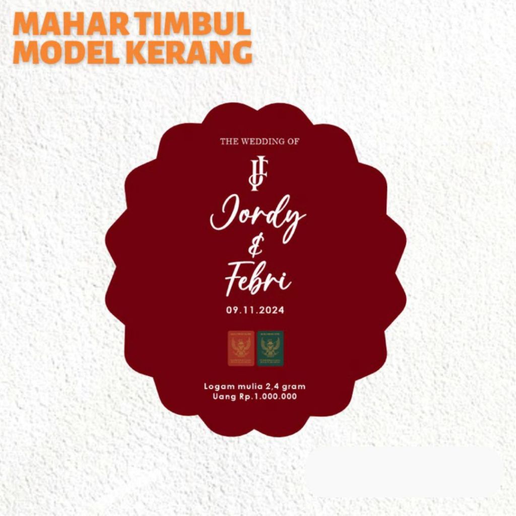 Mahar Model Kerang Akrilik Dekorasi Mahar Akrilik Huruf Timbul