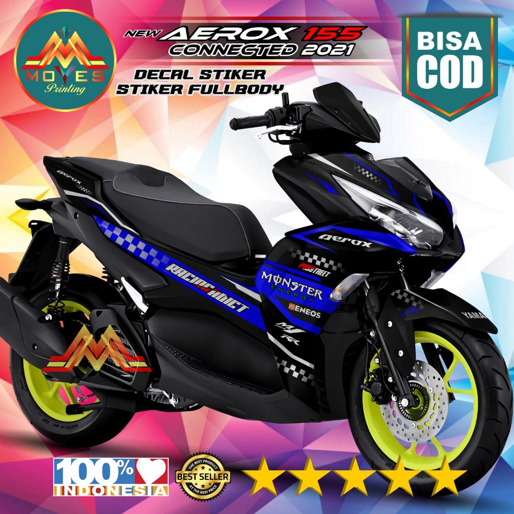 Decal stiker new Aerox 155 connected 2021 full body desain terbaru monster energy