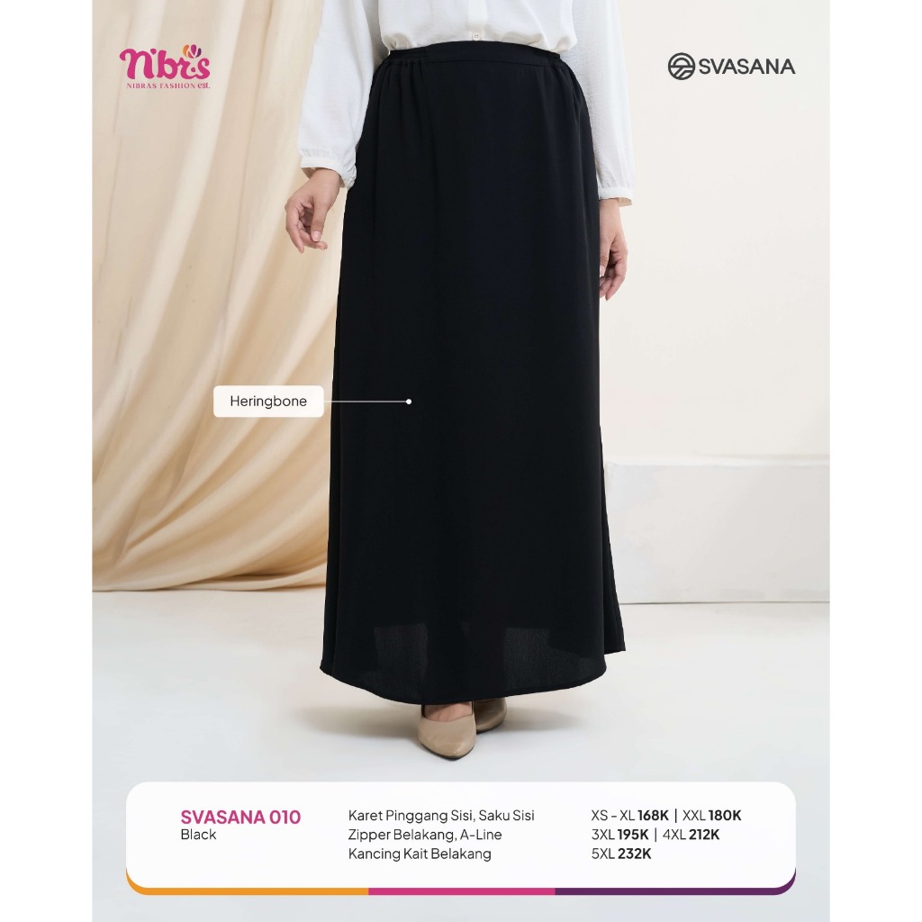 NIBRAS ROK SPAN HITAM SVASANA 010 BAHAN ADEM DAN NYAMAN