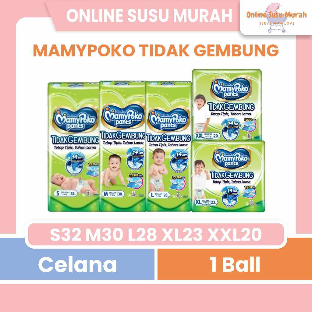 MAMYPOKO TIDAK GEMBUNG PANTS SLIM S 32 M 30 L 28 XL 23 POPOK MAMY POKO S32 M30 L28 XL23 PPKS