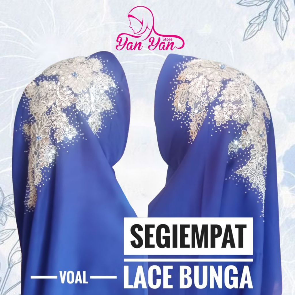 Lace Bunga Square Hijab Segiempat Handmade Voal Premium Original By Aila Cocok Untuk Daily Maupun Be