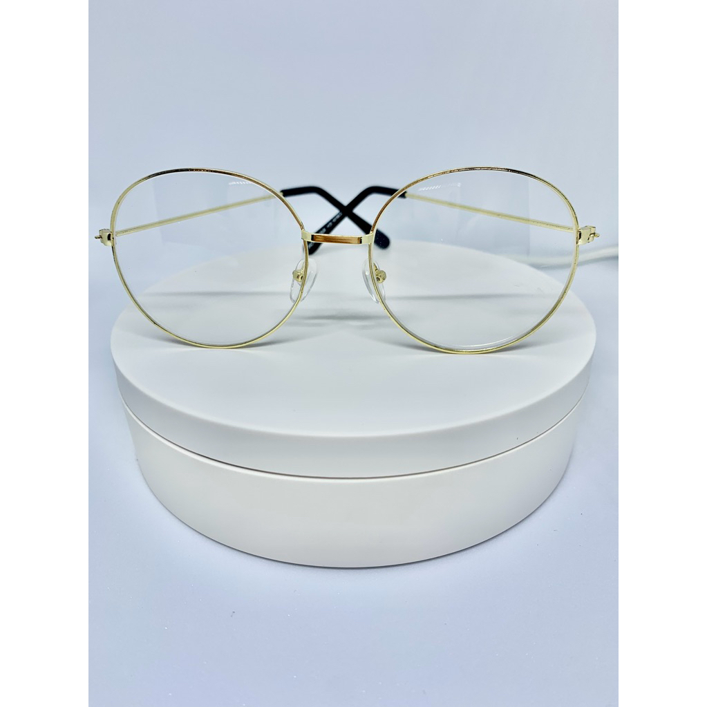 kacamata fashion wanita pria gold clear
