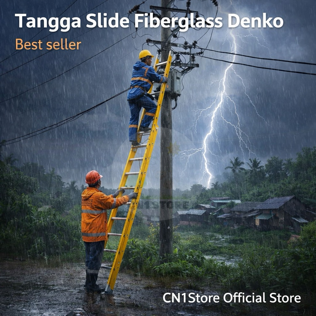 Tangga Fiberglass PLN 9 meter / 9.6 Meter (Denko) | Extension Fiberglass FEL2x16