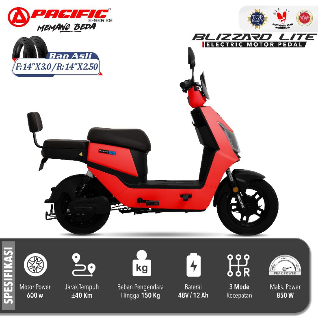 SEPEDA LISTRIK REMAJA DEWASA PACIFIC ZECKROM 300 / PACIFIC BLIZZARD LITE / PACIFIC VENTURA M2 / PACI