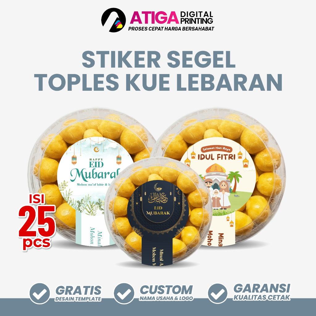 Stiker Label Lidah Toples Kue | Stiker Lidah Lebaran | Sticker Seal Lebaran Custom