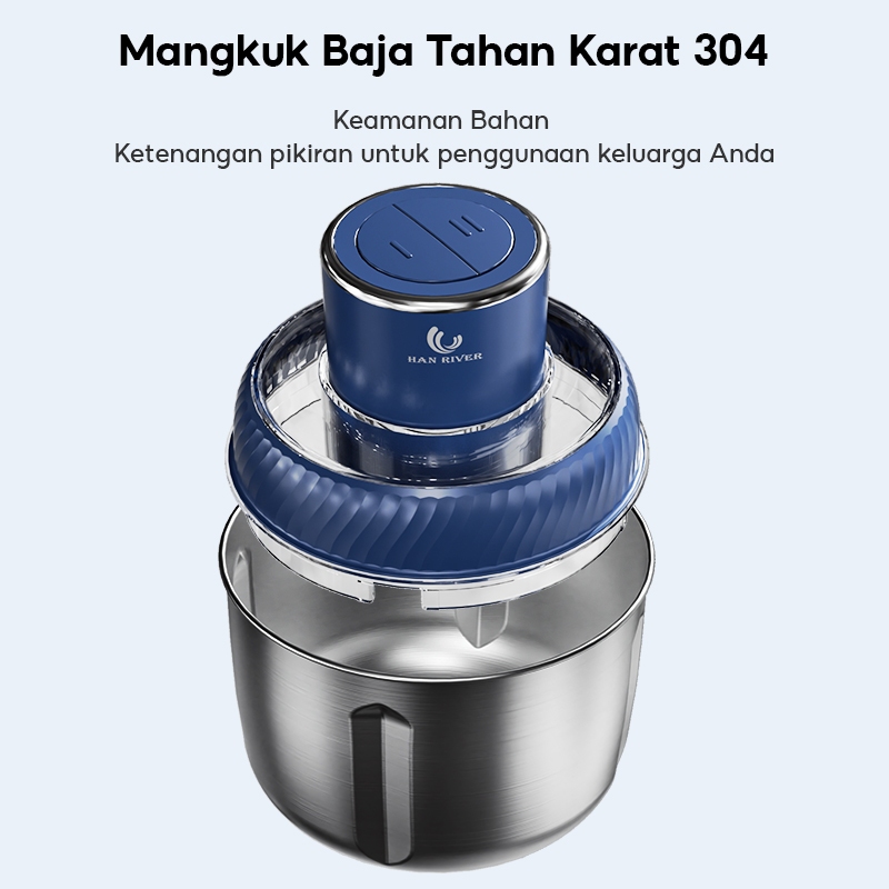 new han river medan chopper blender 2.5l penggiling daging bumbu cabai serbaguna 250w stainless