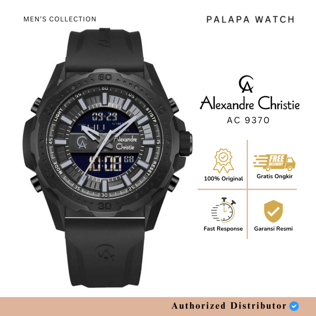 Jam Tangan Pria Alexandre Christie AC 9370 / ac9370 / 9370 Rubber Digital Original