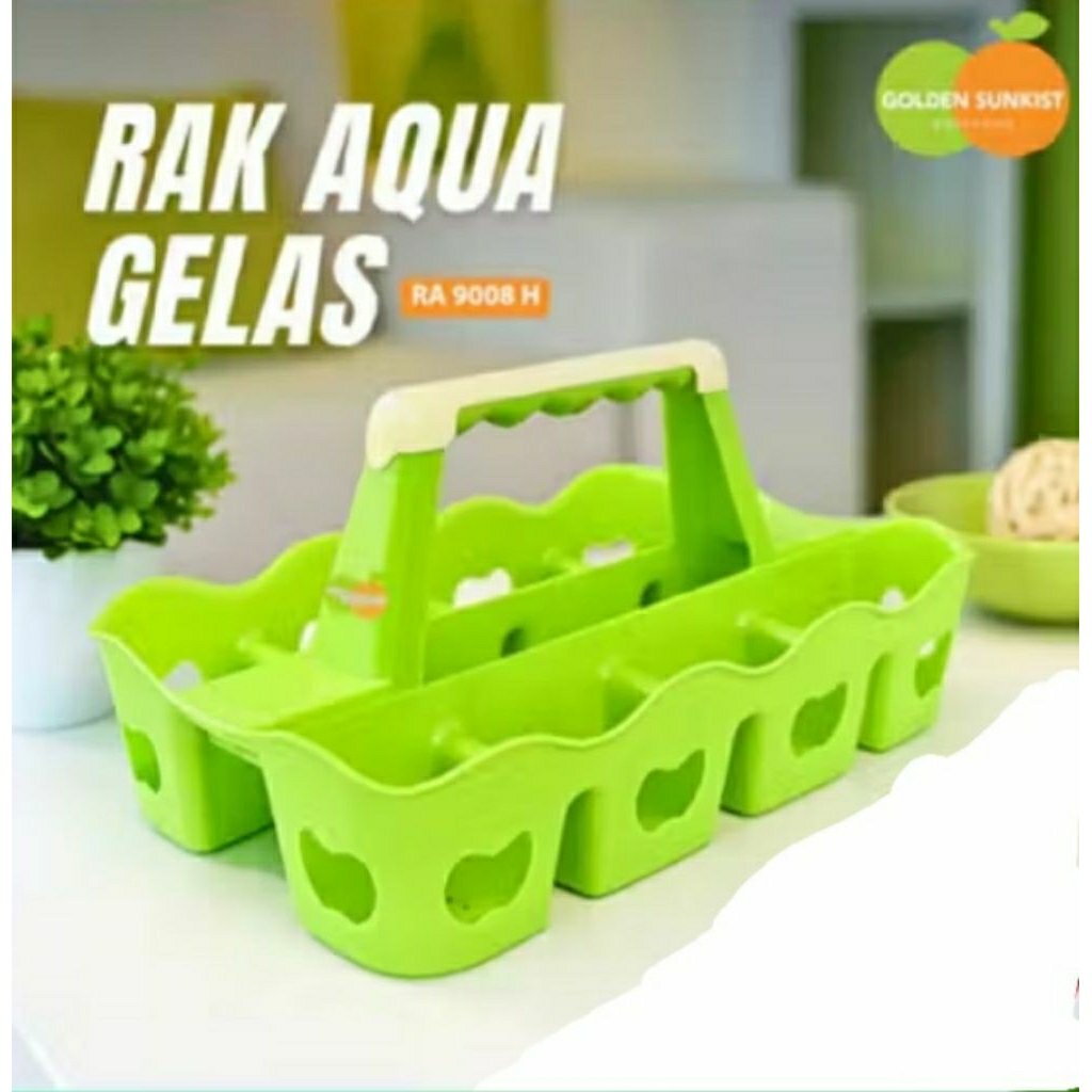 rak aqua gelas golden sunkist isi 8cup/tempat aqua gelas