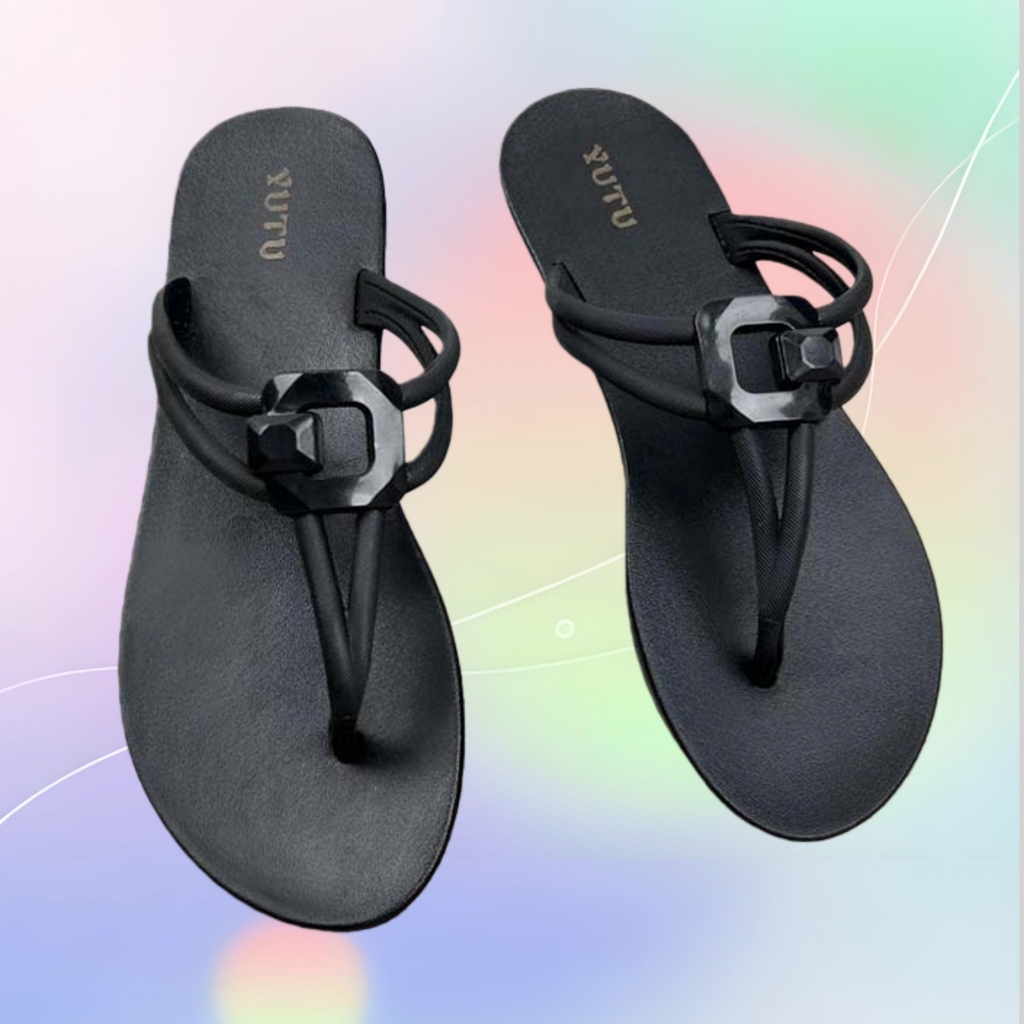 YUTU Fashion- Sandal Jepit Wanita Import outdoor elegant premium sol tebal karet korea 2425-2