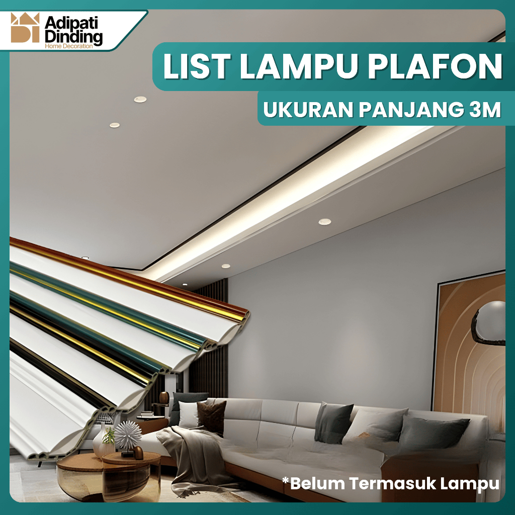 Adipati Home Decoration - List Lampu Plafon PVC List Gold | List Sudut Plafon | List Lampu LED Sudut