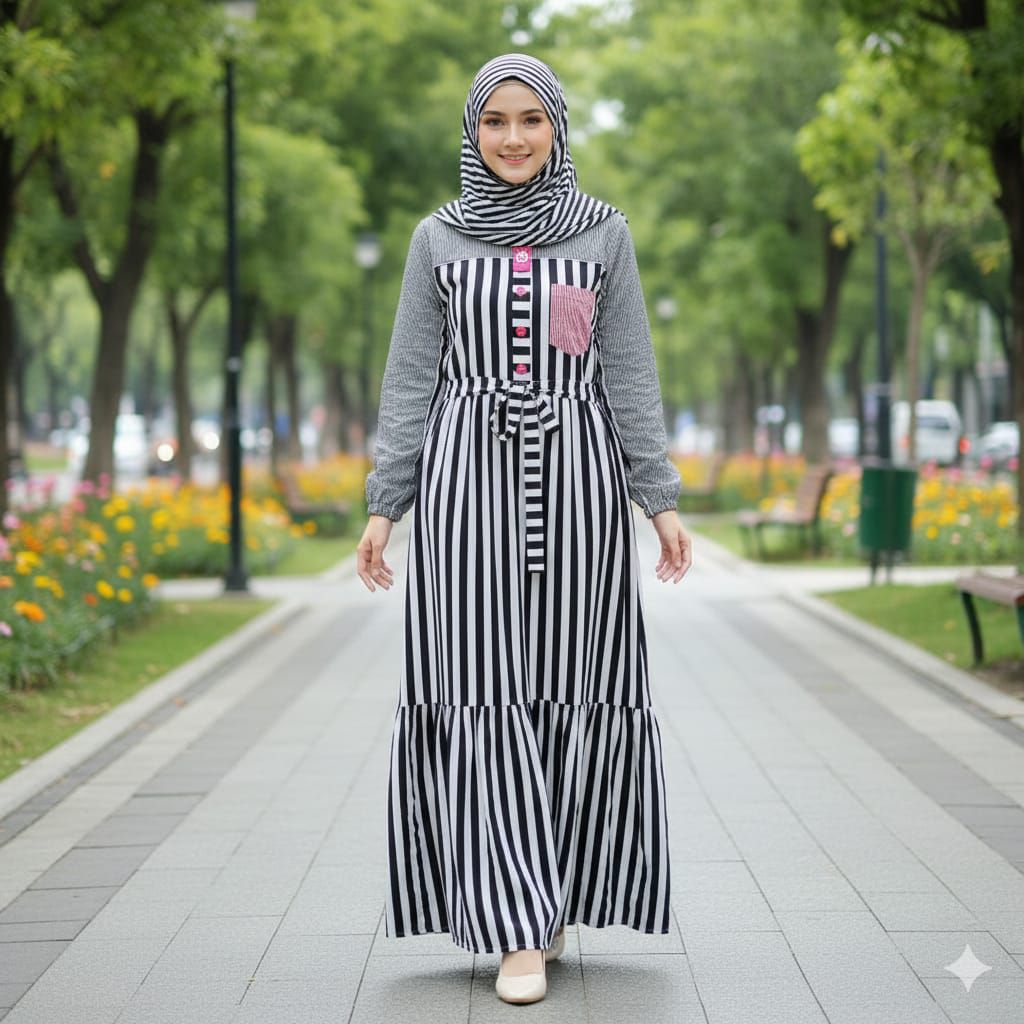 Gamis katun kombinasi Syaina by S-mut kode 1202