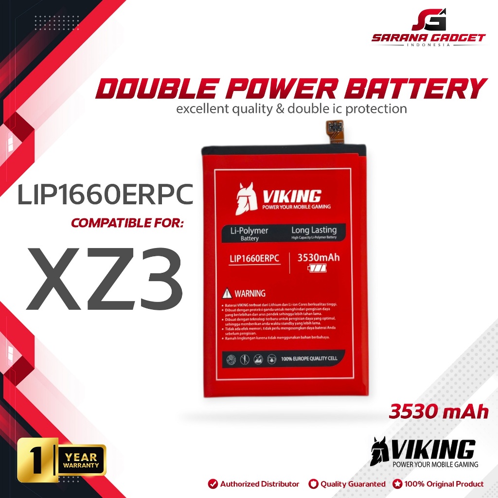 Baterai VIKING Double Power Original Sony Xperia XZ3 SOV39 LIP1660ERPC Batre Batrai Ori HP Handphone