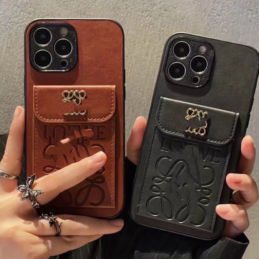 card holder phone case LOEWE Luxurious iPhone 16 17 protective case Ladies' fashion accessories