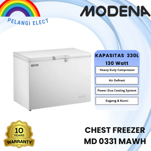 MODENA Chest Freezer MD 0331 MAWH Duo Cooling System 330 L Pembeku Daging Garansi Resmi