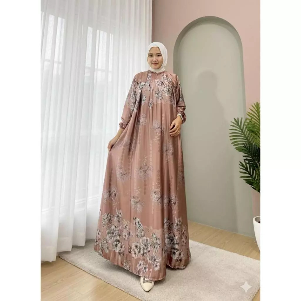 Dress Lyodra Gamis BabyDoll Digital Printing Gamis wanita kekinian